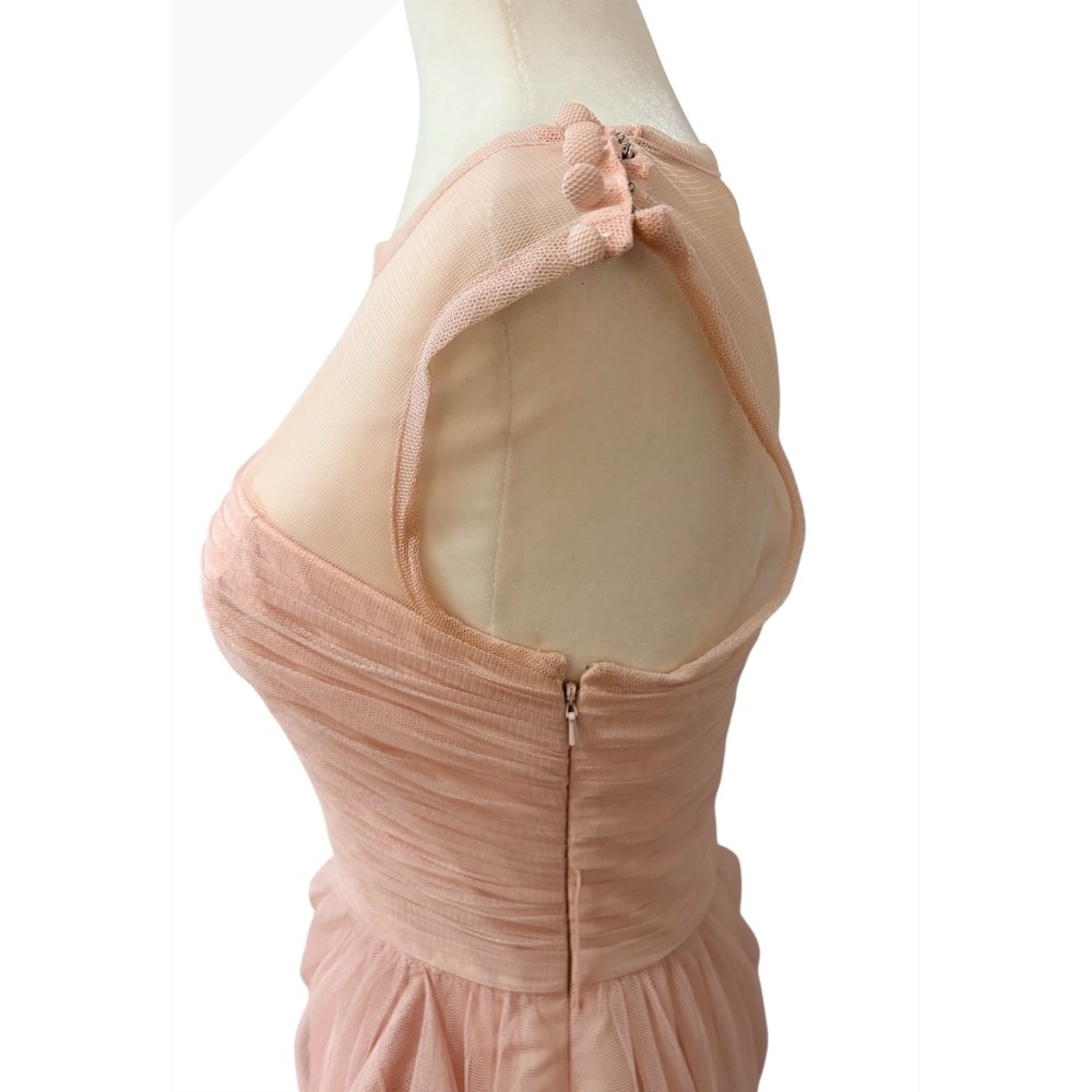 Vintage Vera Wang Pink Size 4 Tulle Ruched Illusion Cocktail Dress Formal - Picture 5 of 11
